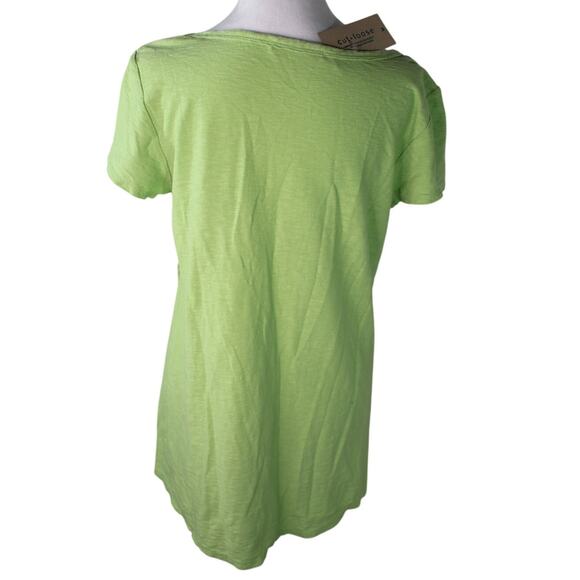 Cut Loose Raw Edge Top Edive Tee Green Cap Sleeve Plain T-shirt NWT Medium - Picture 2 of 8